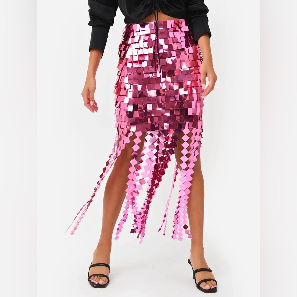 Jonathan Simkhai Pink Sequin Skirt